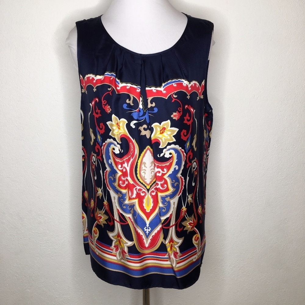 Talbots Petite Silk Sleeveless Top Size 12 Blue